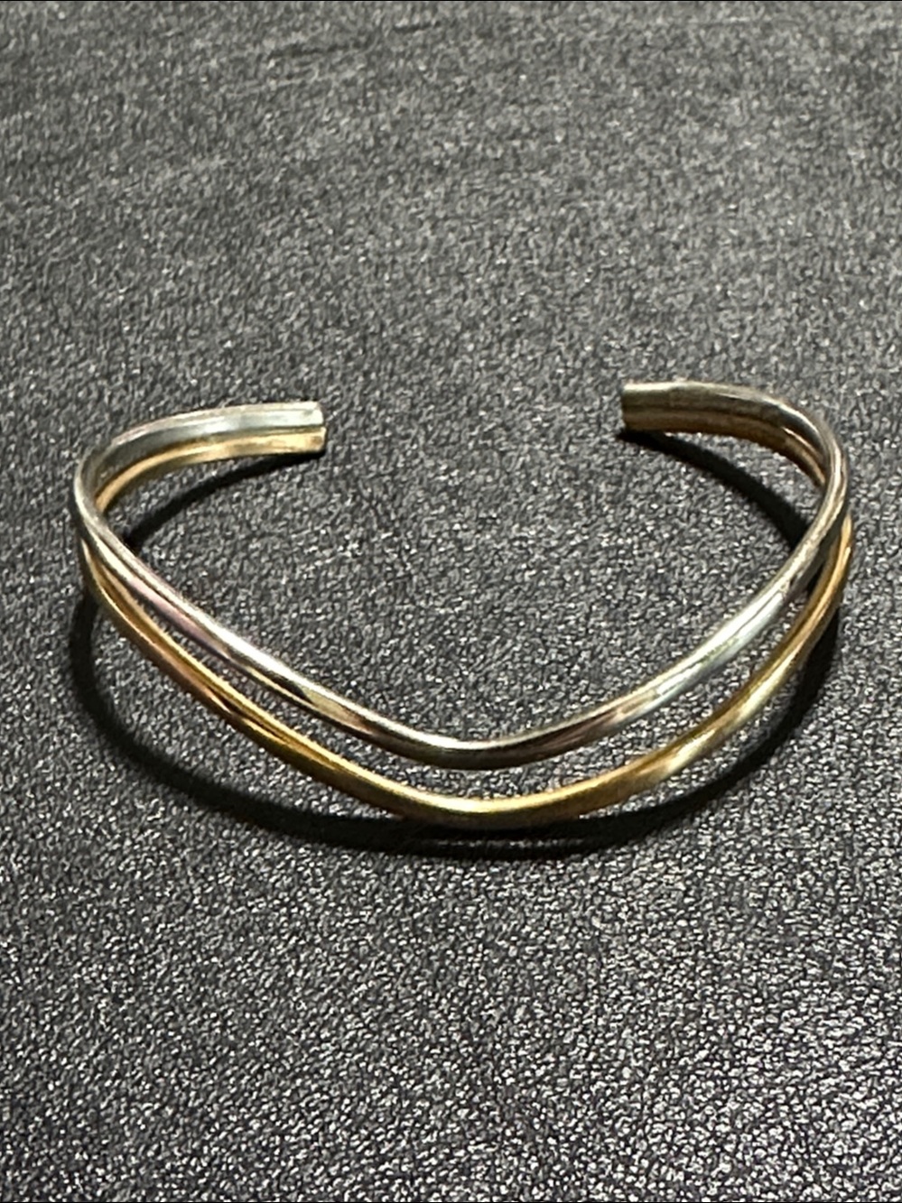 Designer Sergio Lub California Brass Silver Toned Wavy Band 6" Cuff Bracelet